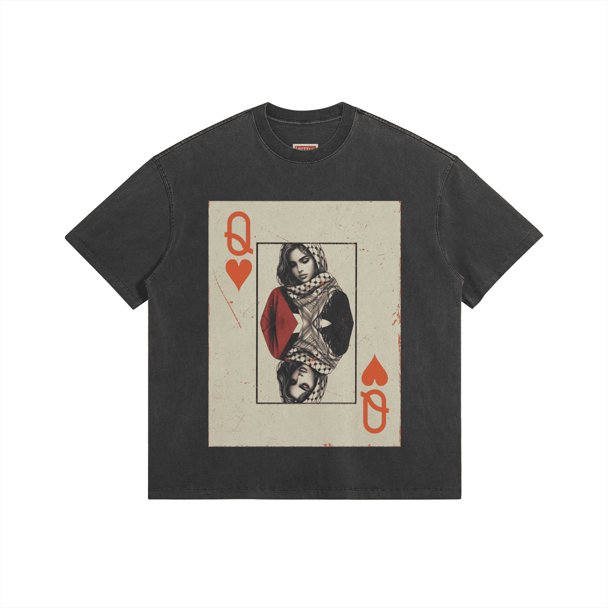 Queen of Hearts Washed Oversized Tee