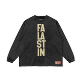 Falastin Long Sleeve Raw Hem Crew [CUSTOM]