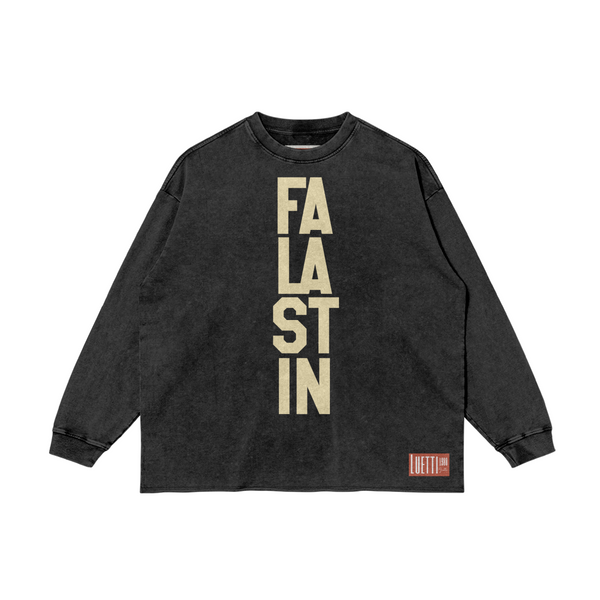 Falastin Long Sleeve Raw Hem Crew [CUSTOM]