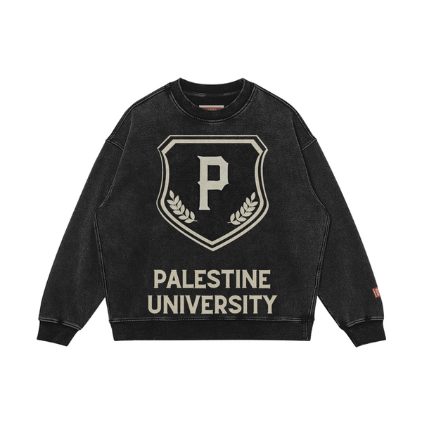 Palestine University Collegiate Style Oversized Washed Sweatshirt