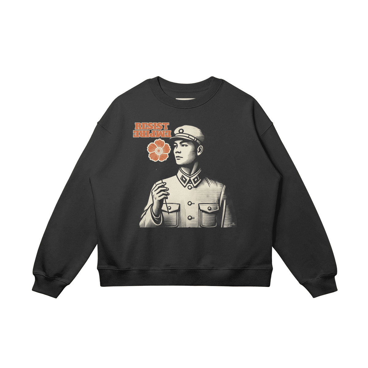 RESIST EMPIRE Vintage Graphic Drop Shoulders Sweatshirt