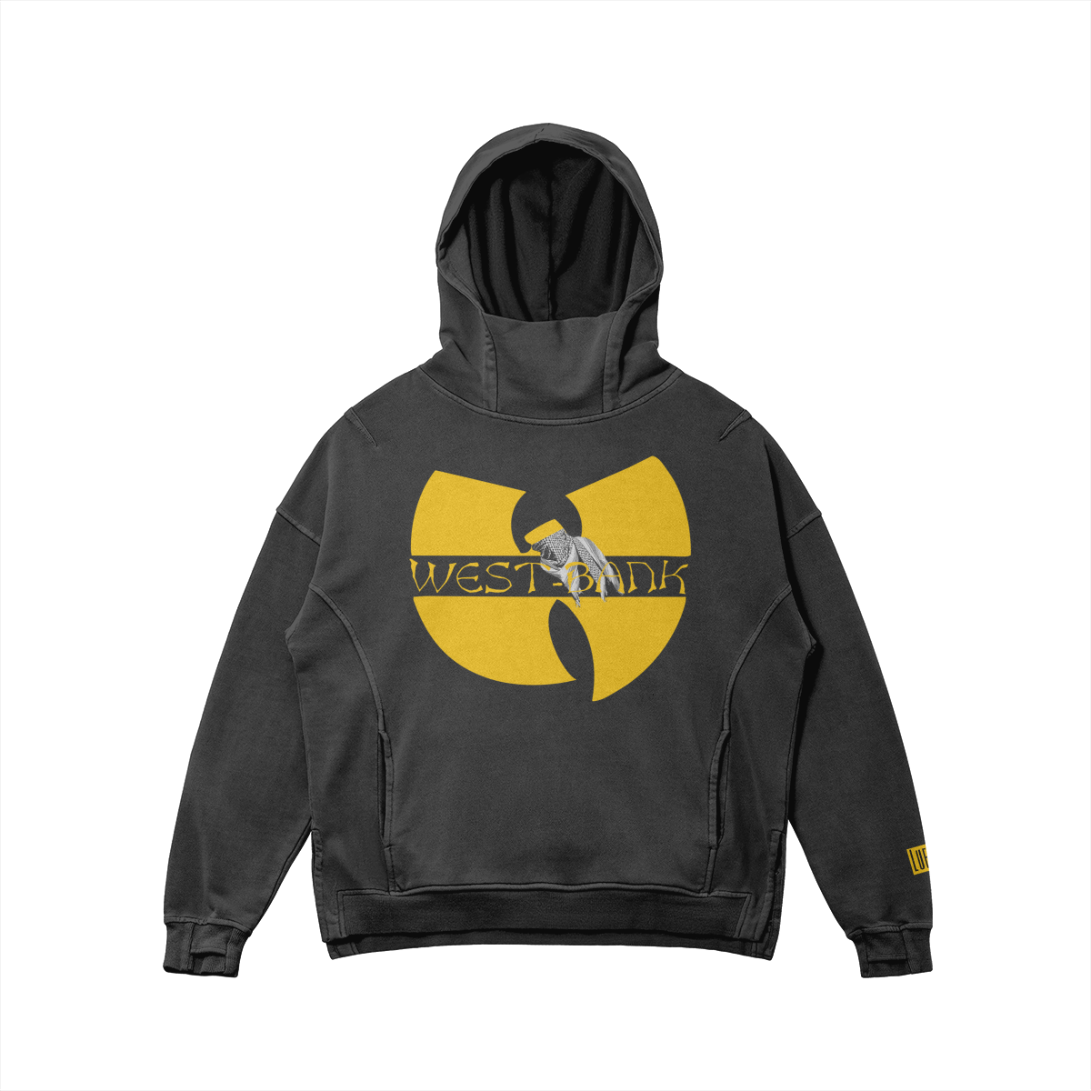 West Bank Wu-Tang-Inspired Logo Turtleneck Washed Hoodie