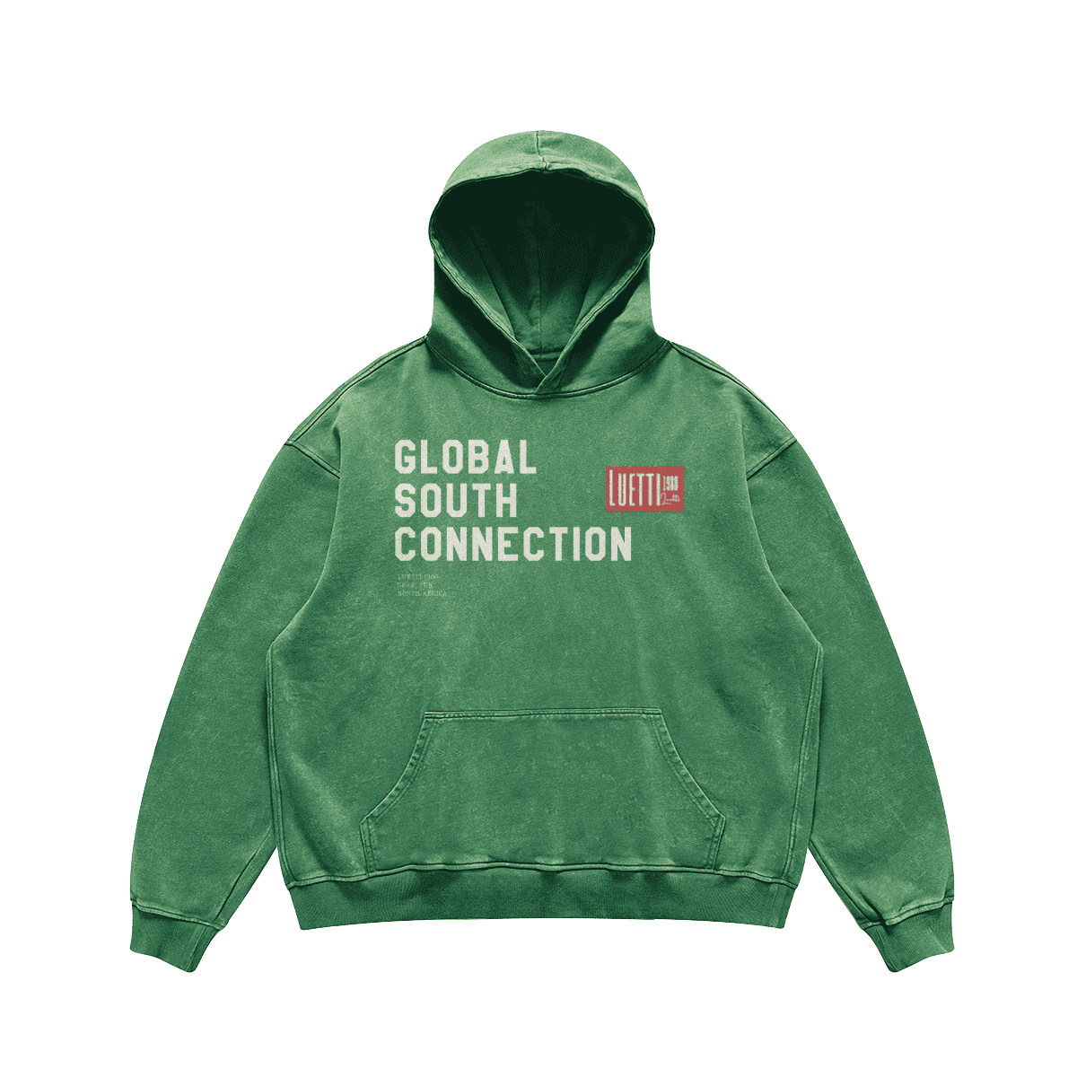 Global South Connection Faded Loose Hoodie - Embroided Red Logo