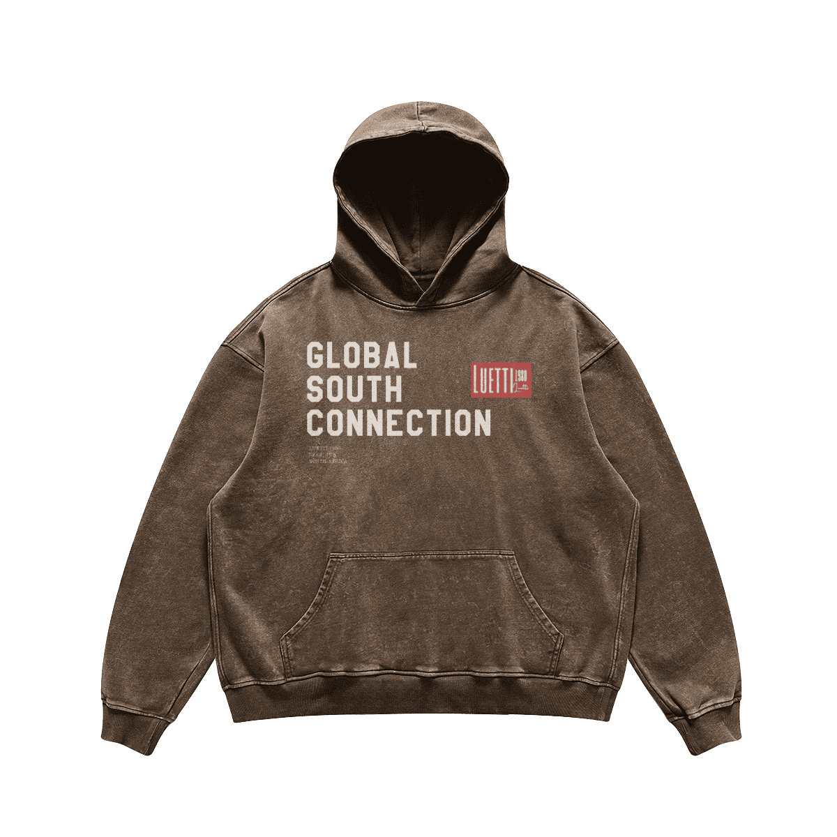 Global South Connection Faded Loose Hoodie - Embroided Red Logo