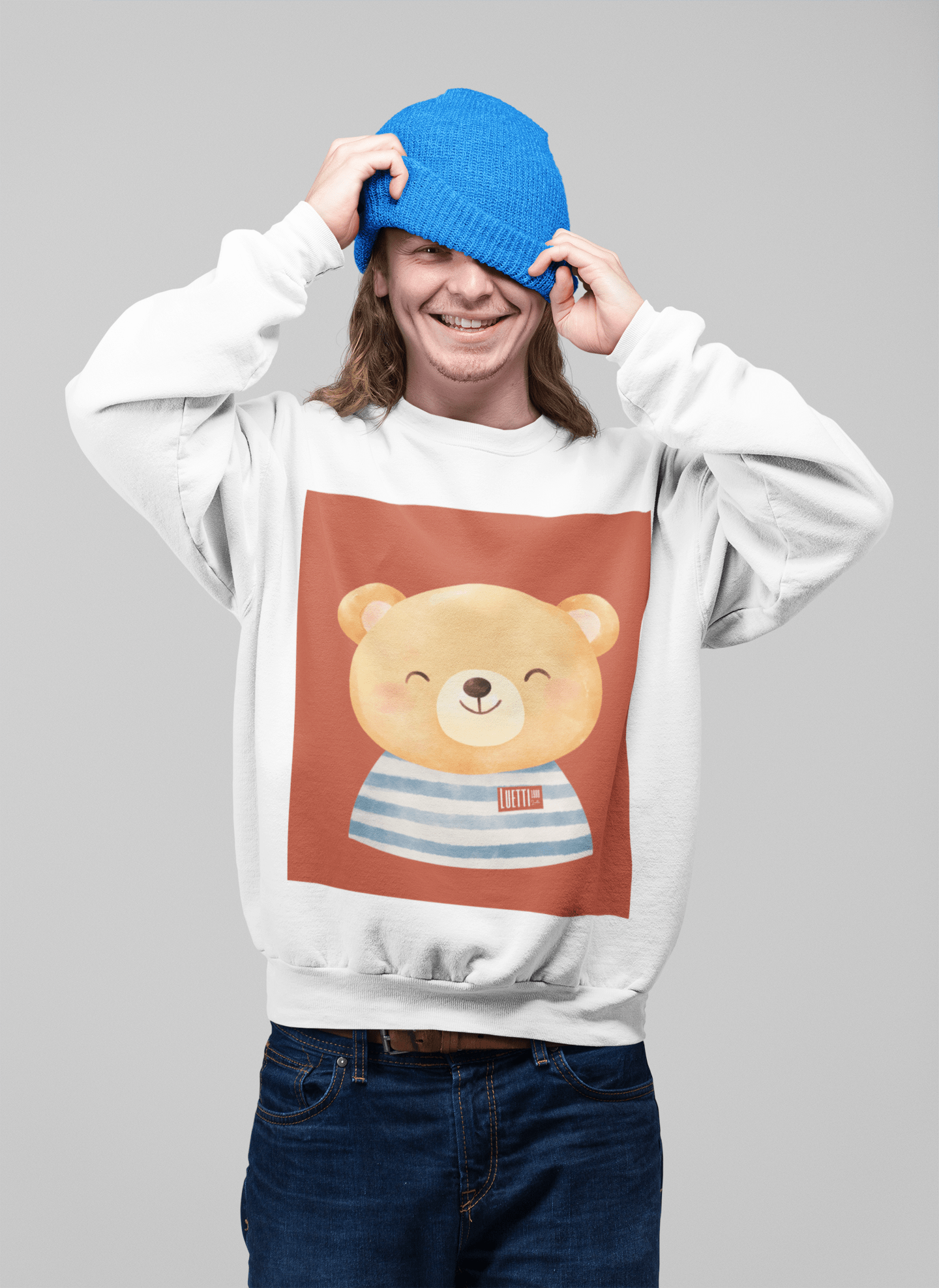 Smiling Teddy Bear Graphic Sweatshirt