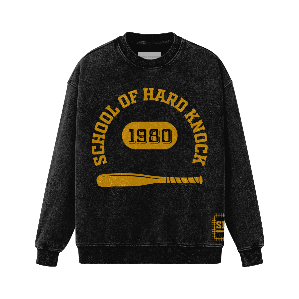 Oversized Faded Sweatshirt "School Of Hard Knock" College Script"