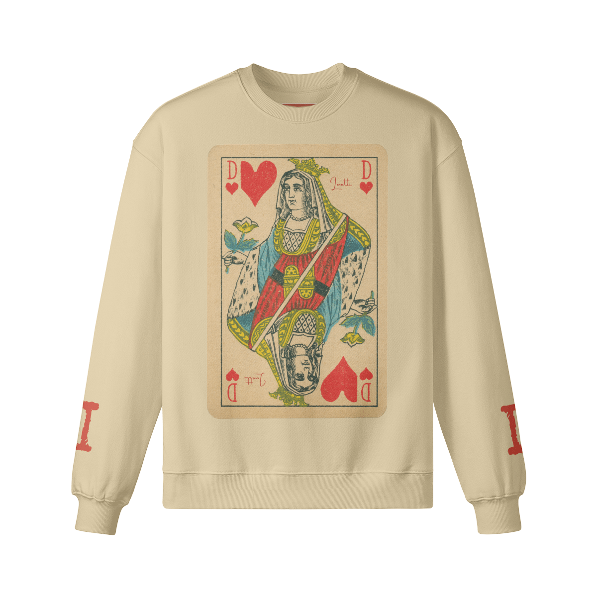 vintage queen of hearts light beige sweatshirt