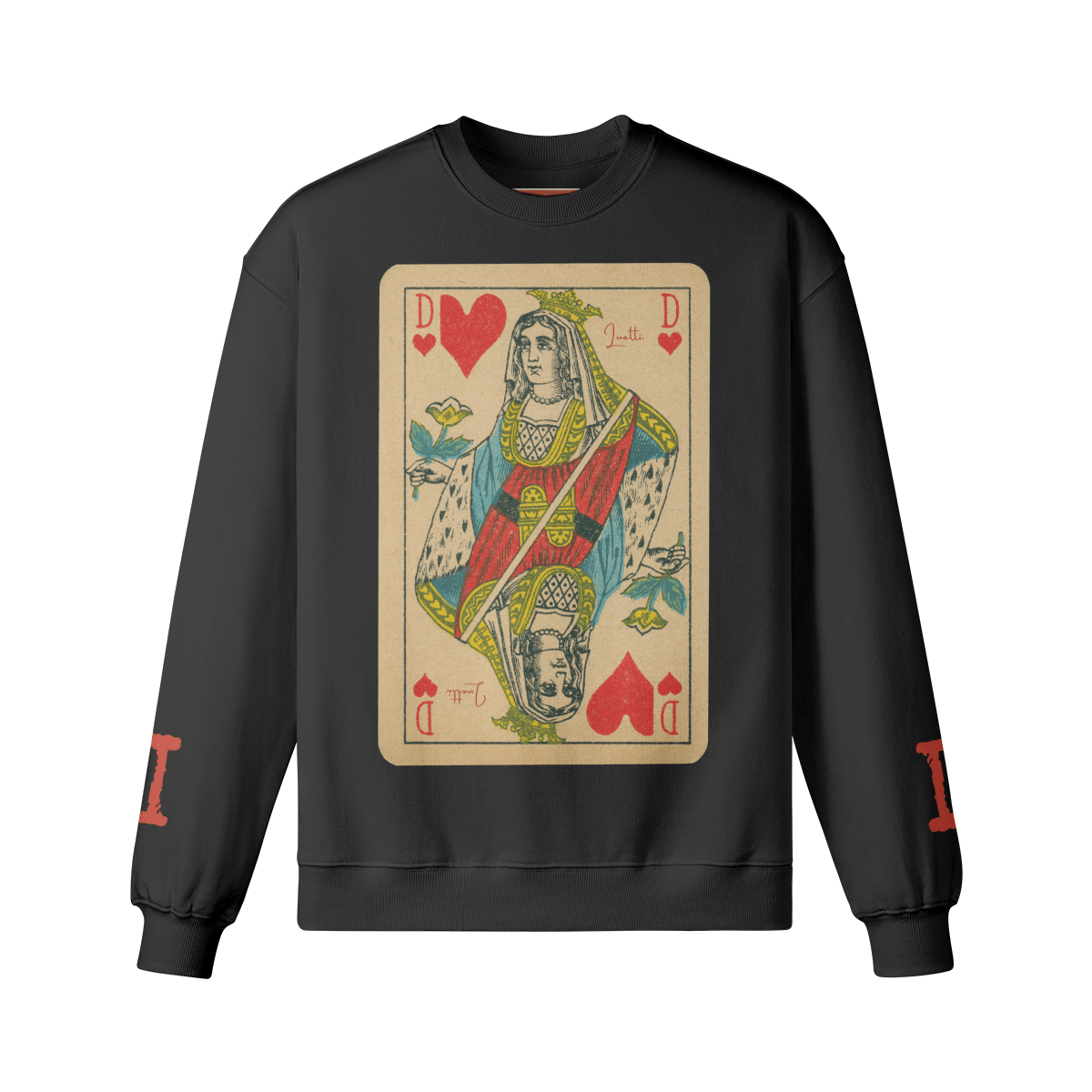 vintage queen of hearts black sweatshirt