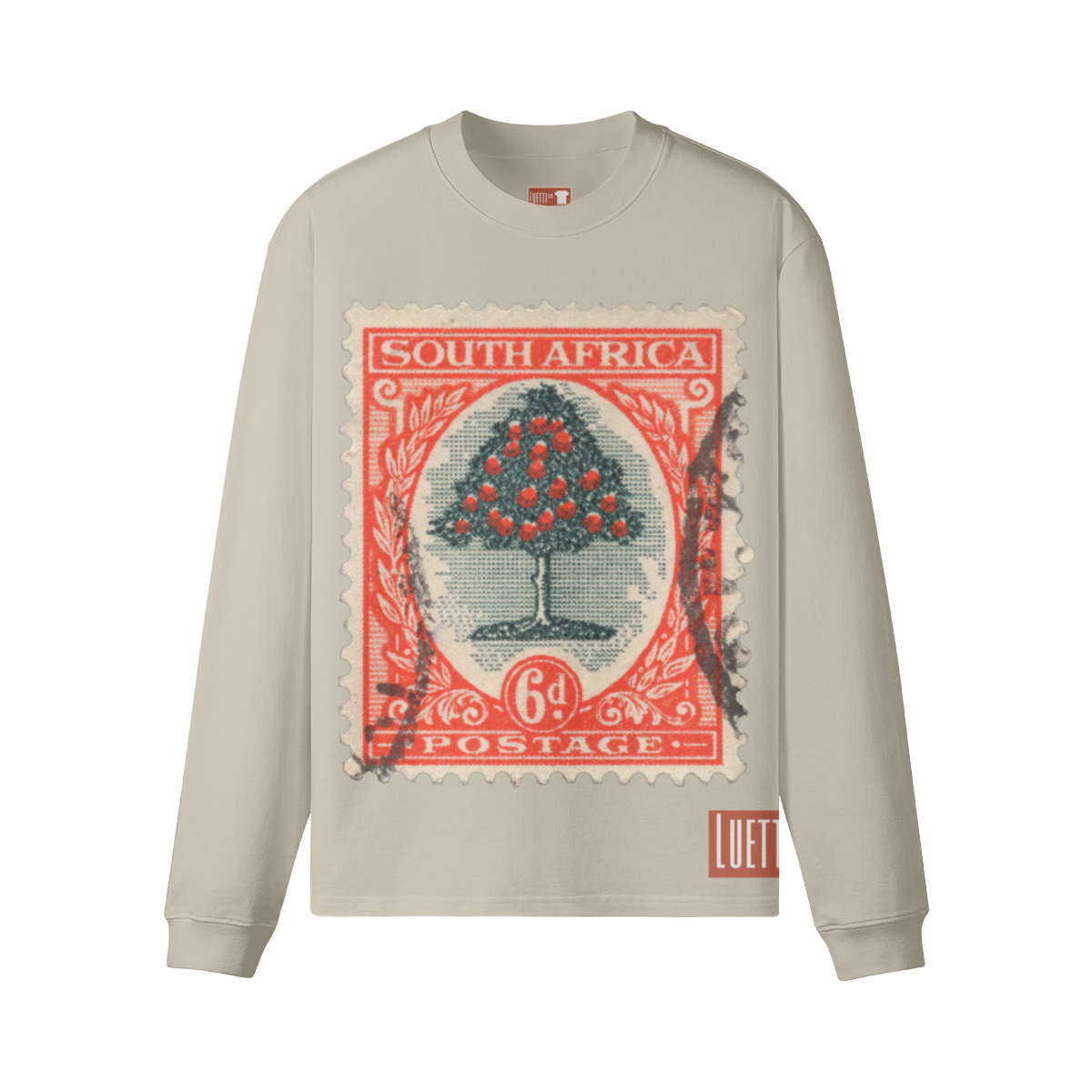 South Africa Stamp Long Sleeve Crew Neck Oversized T-shirt