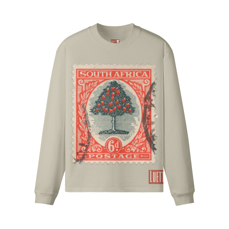 South Africa Stamp Long Sleeve Crew Neck Oversized T-shirt