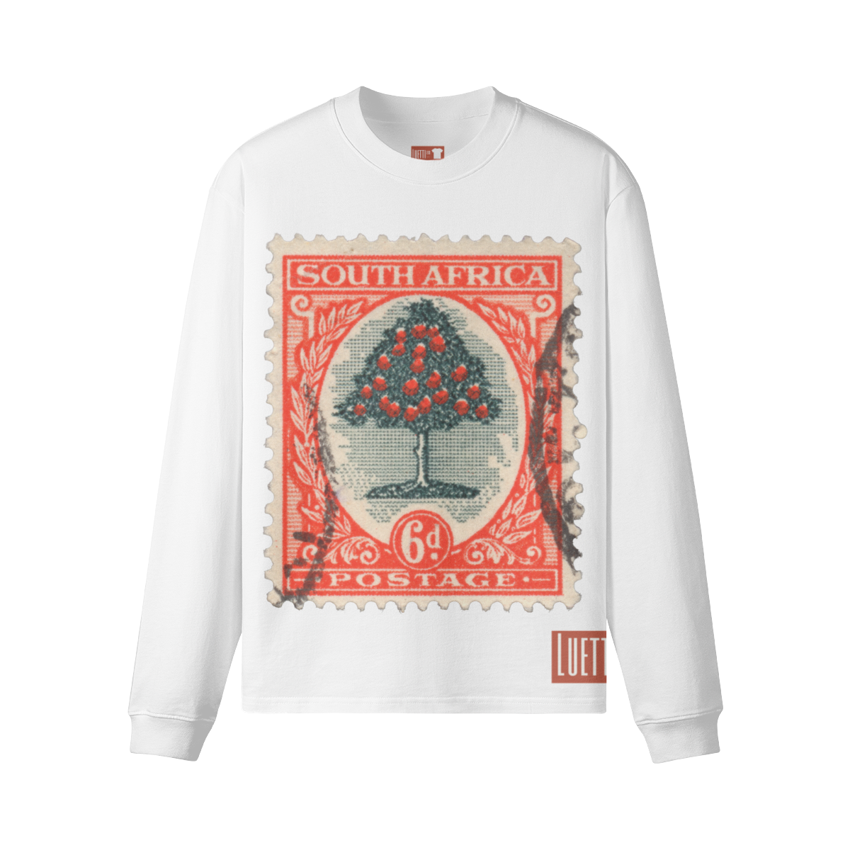 South Africa Stamp Long Sleeve Crew Neck Oversized T-shirt