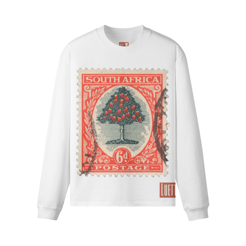 South Africa Stamp Long Sleeve Crew Neck Oversized T-shirt