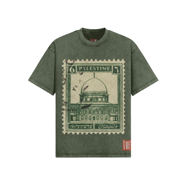 Palestine Vintage Stamp Snow Washed OVERSIZED T-shirt - Final Sale Not Eligible For Refund
