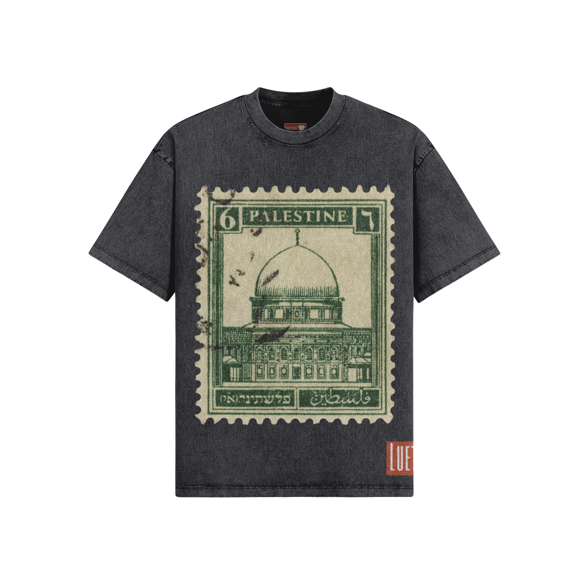 Palestine Vintage Stamp Snow Washed OVERSIZED T-shirt - Final Sale Not Eligible For Refund