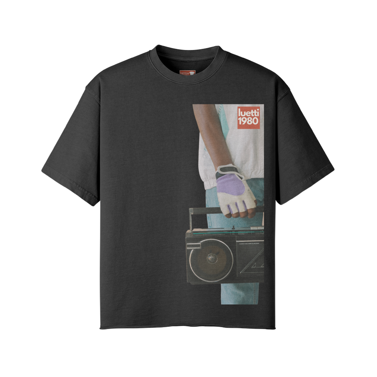 80's Boombox Unisex Faded Raw Hem T-shirt Hip Hop 50th Anniversary Edition