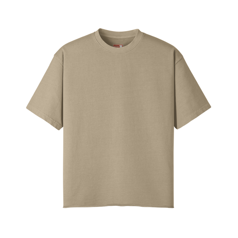 Raw Hem Oversized T-shirt [Khaki]