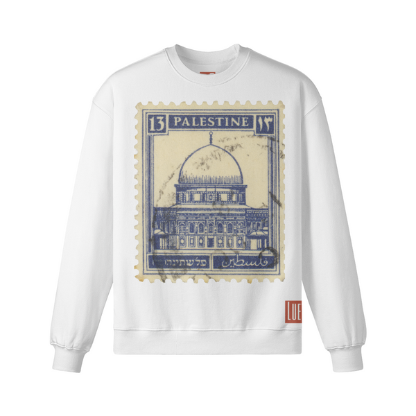 Vintage Palestine Stamp Drop Shoulders Sweatshirt