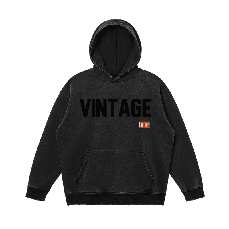 "Vintage" Snap Button Collar Faded Oversized Hoodie