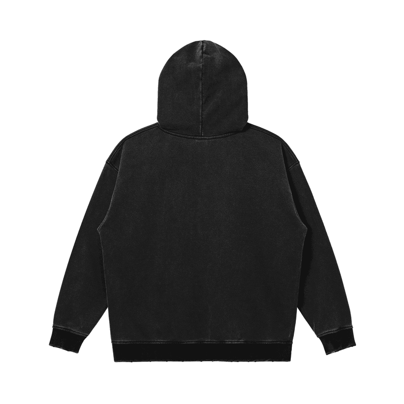 "Vintage" Snap Button Collar Faded Oversized Hoodie