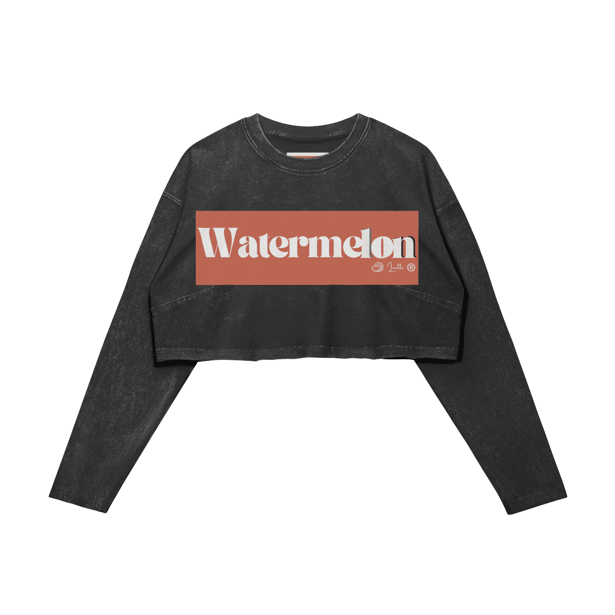 Watermelon Women's Cropped Faded Long Sleeve Crew